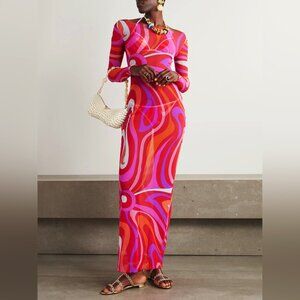 PUCCI Marmo printed mesh maxi dress